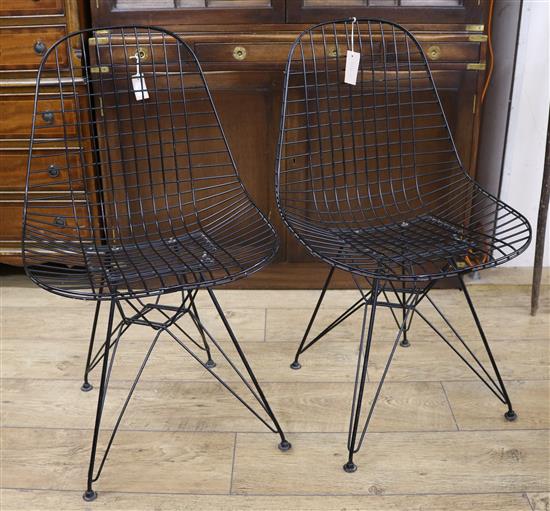 A pair of wirework chairs, in the manner of Bertoia